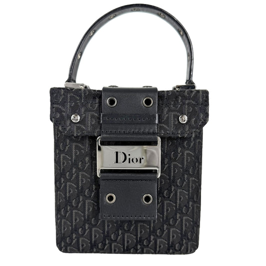 Christian Dior クリスチャンディオール ハンドバッグ ストリートシック トロッター バニティバッグ ポーチ キャンバス レザー ブラック 黒 シルバー金具 レディース【中古品】
