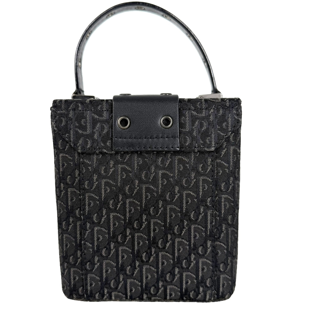 Christian Dior クリスチャンディオール ハンドバッグ ストリートシック トロッター バニティバッグ ポーチ キャンバス レザー ブラック 黒 シルバー金具 レディース【中古品】