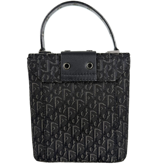 Christian Dior クリスチャンディオール ハンドバッグ ストリートシック トロッター バニティバッグ ポーチ キャンバス レザー ブラック 黒 シルバー金具 レディース【中古品】