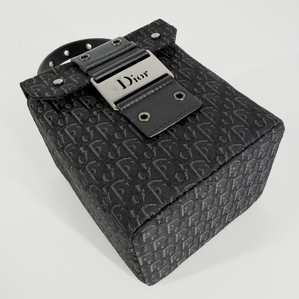 Christian Dior クリスチャンディオール ハンドバッグ ストリートシック トロッター バニティバッグ ポーチ キャンバス レザー ブラック 黒 シルバー金具 レディース【中古品】