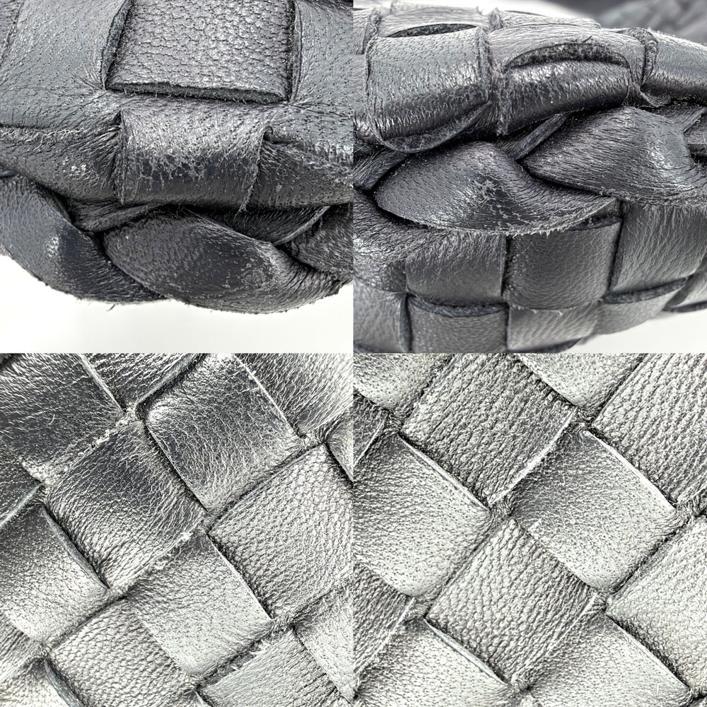 BOTTEGAVENETA ボッテガヴェネタ ハンドバッグ イントレチャート ワンショルダー ホーボー レザー ブラック 黒 ゴールド金具 ユニセックス【中古品】