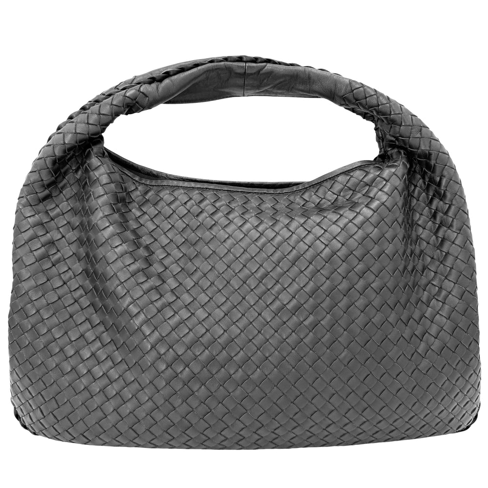 BOTTEGAVENETA ボッテガヴェネタ ハンドバッグ イントレチャート ワンショルダー ホーボー レザー ブラック 黒 ゴールド金具 ユニセックス【中古品】
