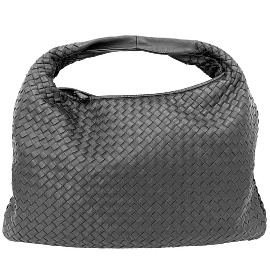 BOTTEGAVENETA ボッテガヴェネタ ハンドバッグ イントレチャート ワンショルダー ホーボー レザー ブラック 黒 ゴールド金具 ユニセックス【中古品】