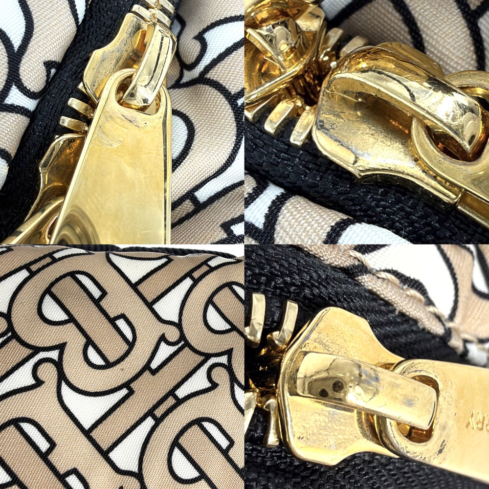 BURBERRY バーバリー リュック TBモノグラム バックパック ナイロン レザー ベージュ ホワイト 白 ゴールド金具 レディース【中古品】
