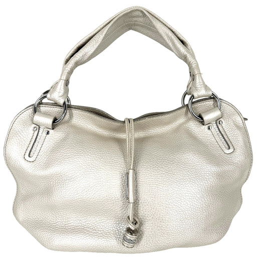 CELINE セリーヌ ハンドバッグ ビタースウィート トートバッグ メタリック レザー オフホワイト シルバー金具 レディース【中古品】