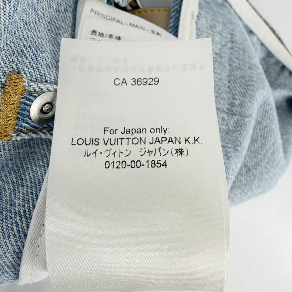 LOUIS VUITTON ルイヴィトン ベスト フローラルエンブロイダリー デニム アパレル 服 38 ブルー 青 ピンク オールシーズン コットン レディース【中古品】