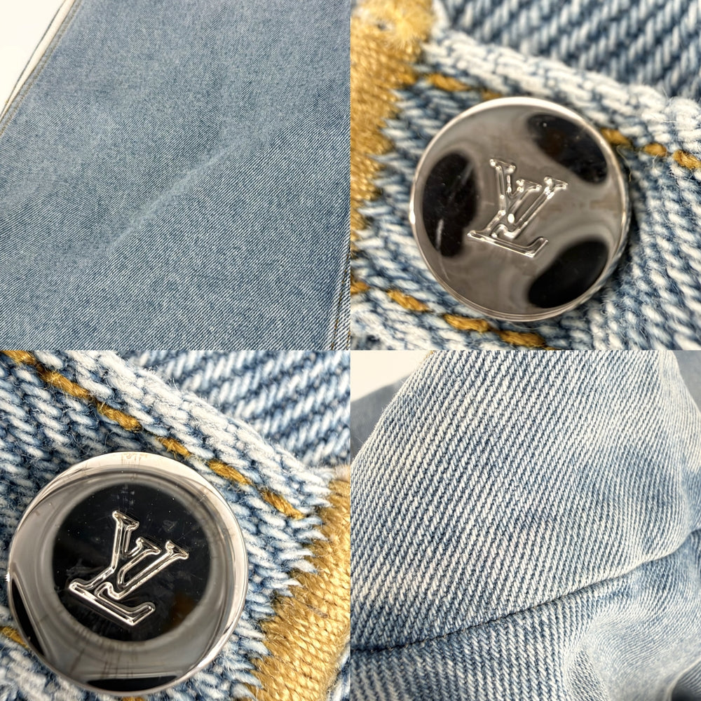 LOUIS VUITTON ルイヴィトン ベスト フローラルエンブロイダリー デニム アパレル 服 38 ブルー 青 ピンク オールシーズン コットン レディース【中古品】