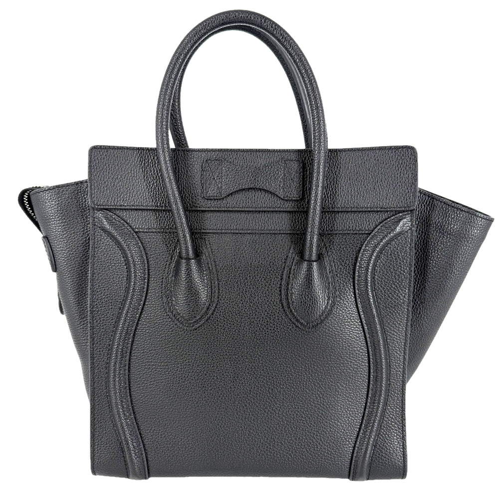 CELINE セリーヌ トートバッグ ラゲージ マイクロショッパー レザー ブラック 黒 シルバー金具 レディース【中古品】