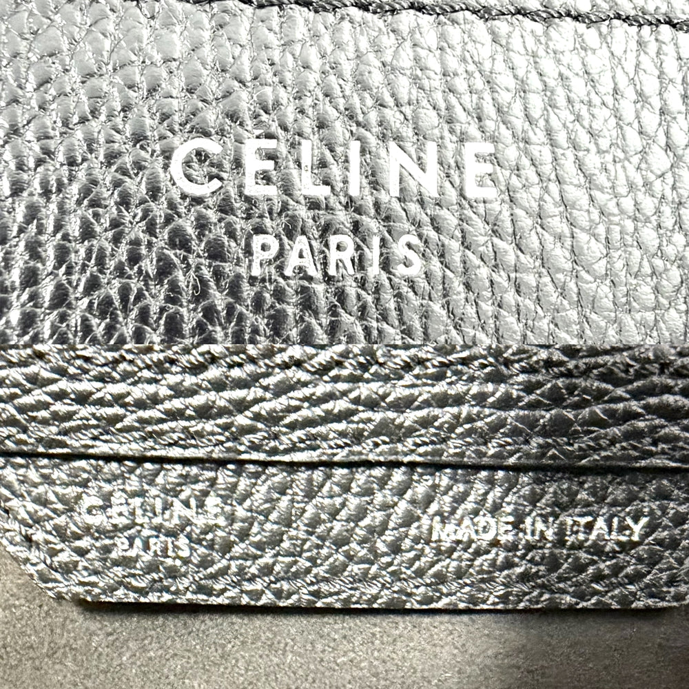 CELINE セリーヌ トートバッグ ラゲージ マイクロショッパー レザー ブラック 黒 シルバー金具 レディース【中古品】