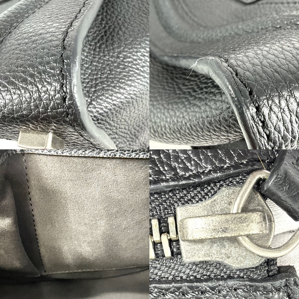CELINE セリーヌ トートバッグ ラゲージ マイクロショッパー レザー ブラック 黒 シルバー金具 レディース【中古品】