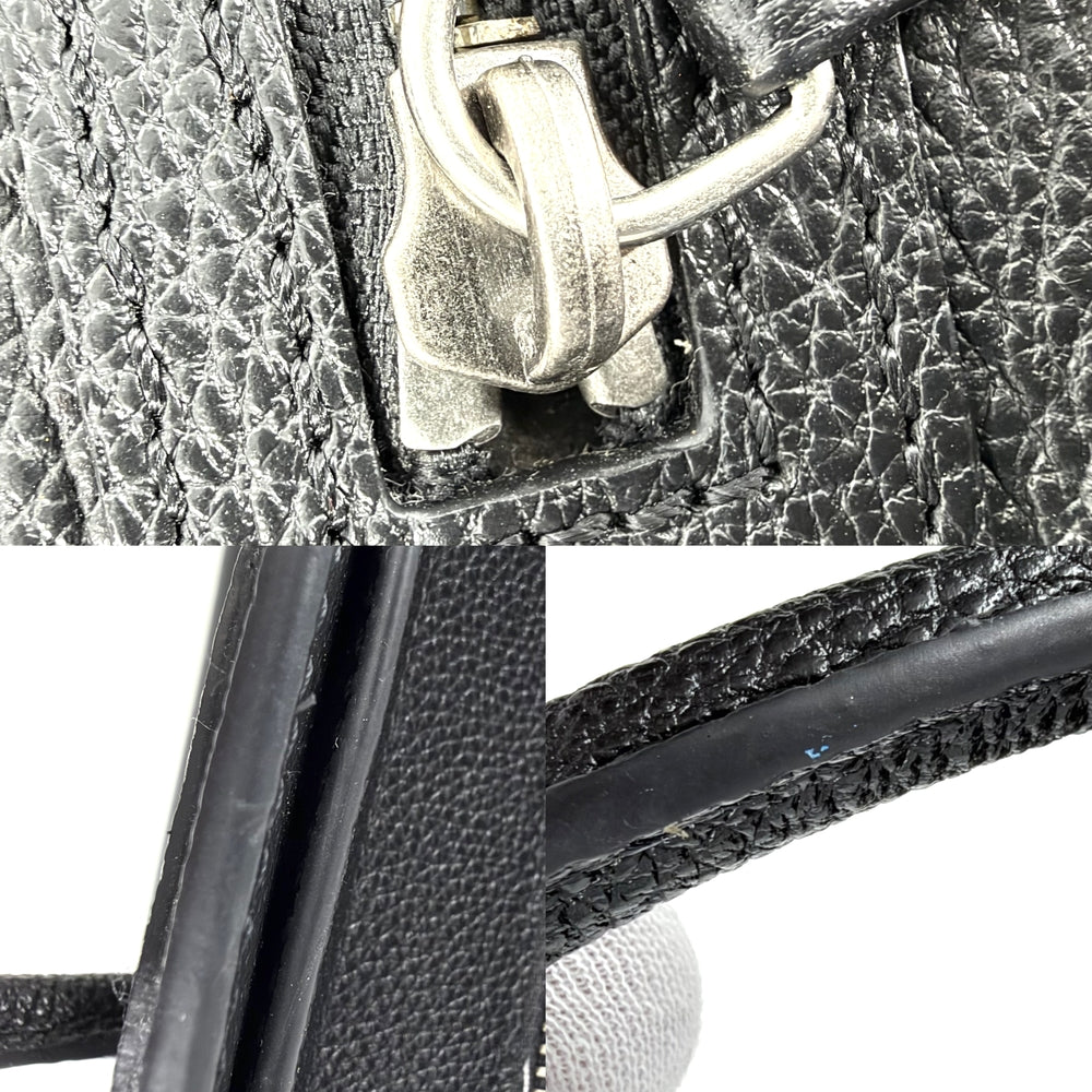 CELINE セリーヌ トートバッグ ラゲージ マイクロショッパー レザー ブラック 黒 シルバー金具 レディース【中古品】
