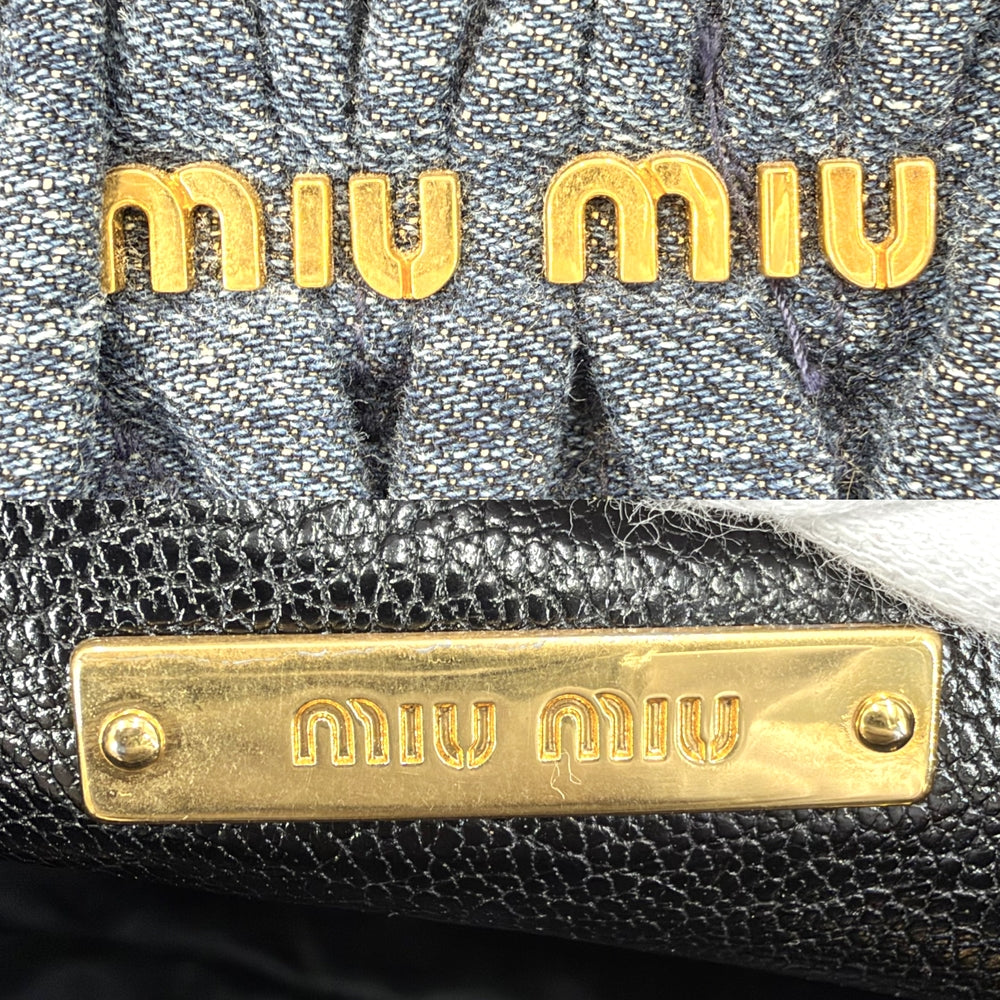 MIUMIU ミュウミュウ ハンドバッグ マテラッセ 5BG069 デニム レザー インディゴ ゴールド金具 レディース【中古品】