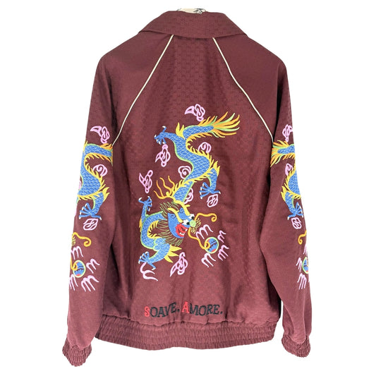 GUCCI グッチ スタジャン ドラゴン アパレル 服 S ワインレッド マルチカラー シルバー金具 ポリエステル コットン メンズ【中古品】
