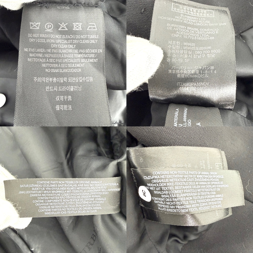 【秋物特集】 BURBERRY バーバリー ライダースジャケット アパレル 服 34 ブラック 黒 レッド 赤 ゴールド金具 春 秋 ウール シルク レディース【中古品】