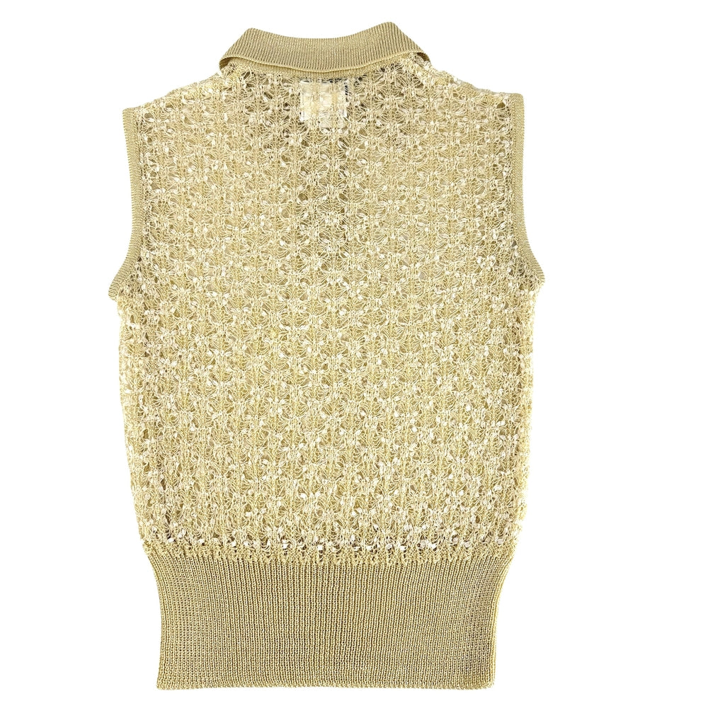 CHANEL シャネル トップス ヴィンテージ ノースリーブ アパレル 服 ココマーク 40 ゴールド アセテート レーヨン ナイロン ポリエステル レディース 1997年【中古品】