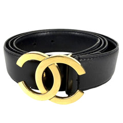 CHANEL シャネル ベルト ココマーク ファッションアイテム ヴィンテージ レザー ブラック 黒 ゴールド レディース【中古品】