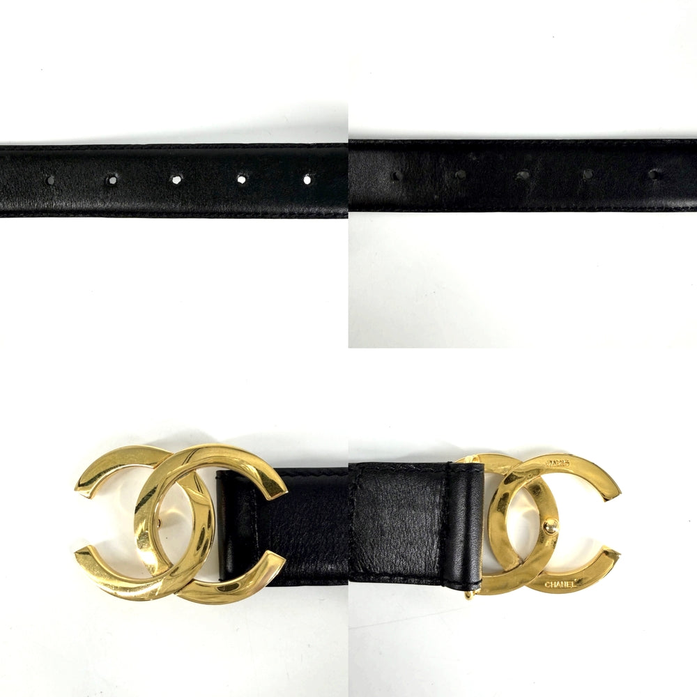 CHANEL シャネル ベルト ココマーク ファッションアイテム ヴィンテージ レザー ブラック 黒 ゴールド レディース【中古品】