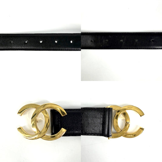 CHANEL シャネル ベルト ココマーク ファッションアイテム ヴィンテージ レザー ブラック 黒 ゴールド レディース【中古品】