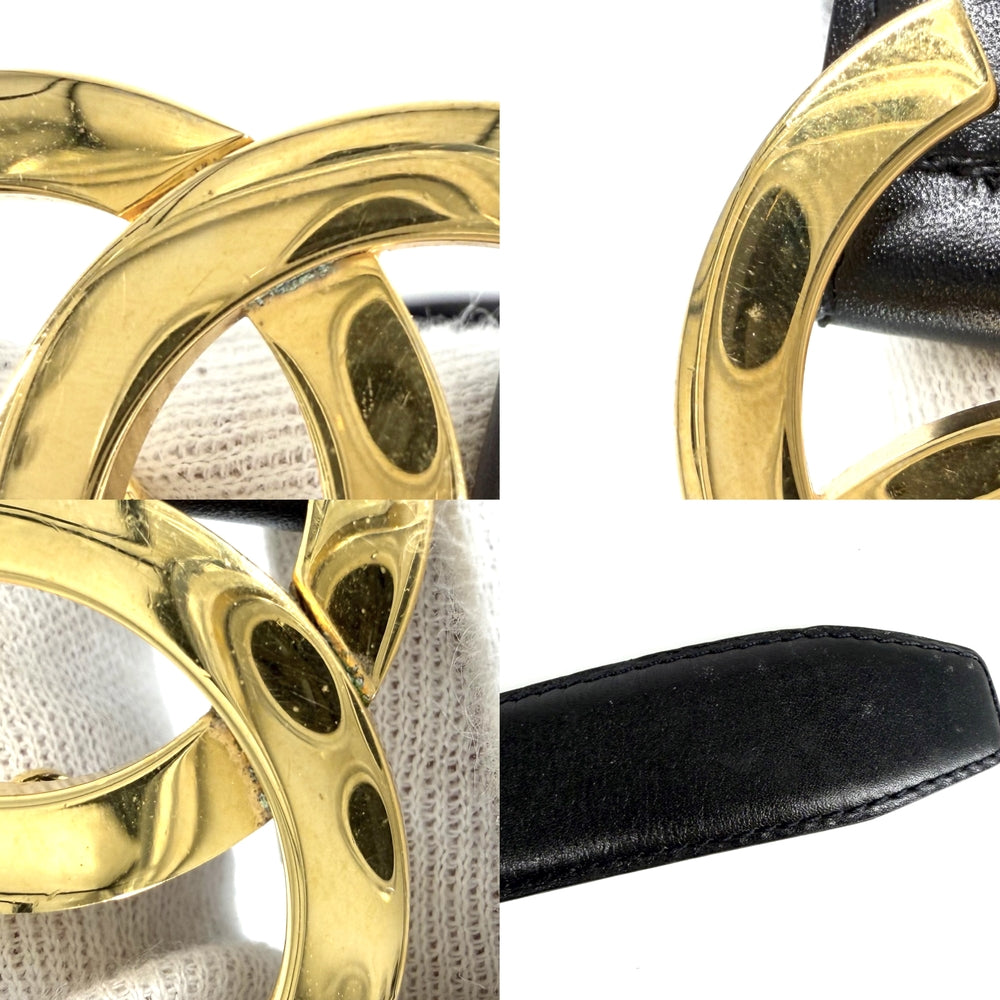 CHANEL シャネル ベルト ココマーク ファッションアイテム ヴィンテージ レザー ブラック 黒 ゴールド レディース【中古品】
