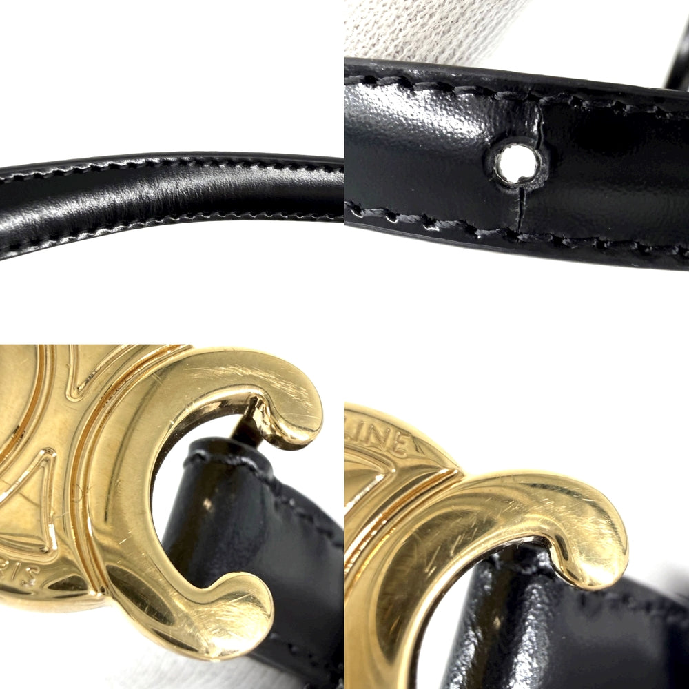 CELINE セリーヌ ベルト スモール トリオンフ ファッションアイテム レザー ブラック 黒 ゴールド金具 レディース【中古品】