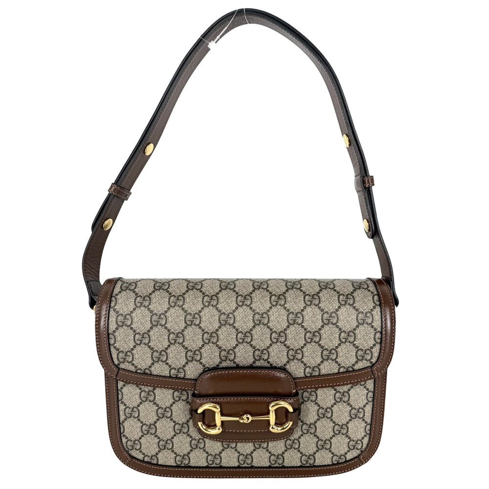 GUCCI グッチ ショルダーバッグ ホースビット1955 ポシェット 602204 GGスプリームキャンバス レザー ブラウン 茶 ベージュ ゴールド金具 レディース【中古品】