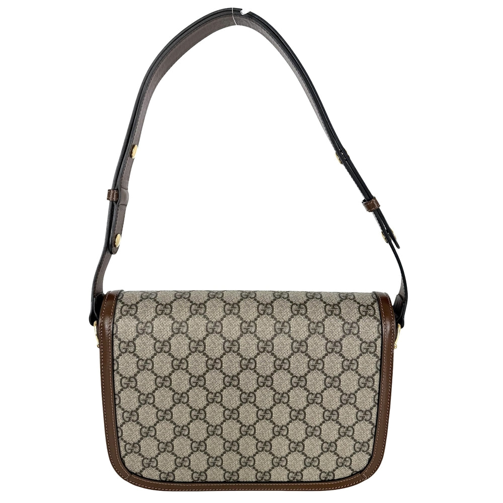 GUCCI グッチ ショルダーバッグ ホースビット1955 ポシェット 602204 GGスプリームキャンバス レザー ブラウン 茶 ベージュ ゴールド金具 レディース【中古品】