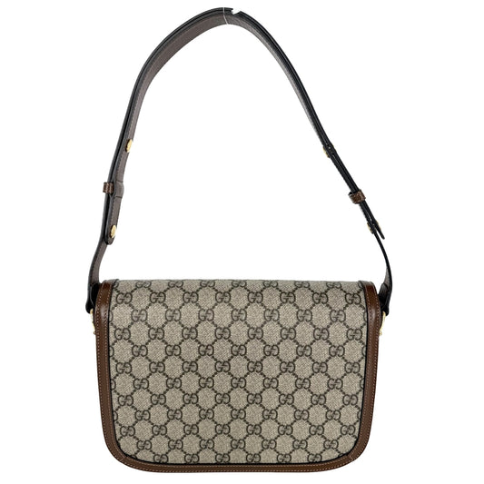 GUCCI グッチ ショルダーバッグ ホースビット1955 ポシェット 602204 GGスプリームキャンバス レザー ブラウン 茶 ベージュ ゴールド金具 レディース【中古品】