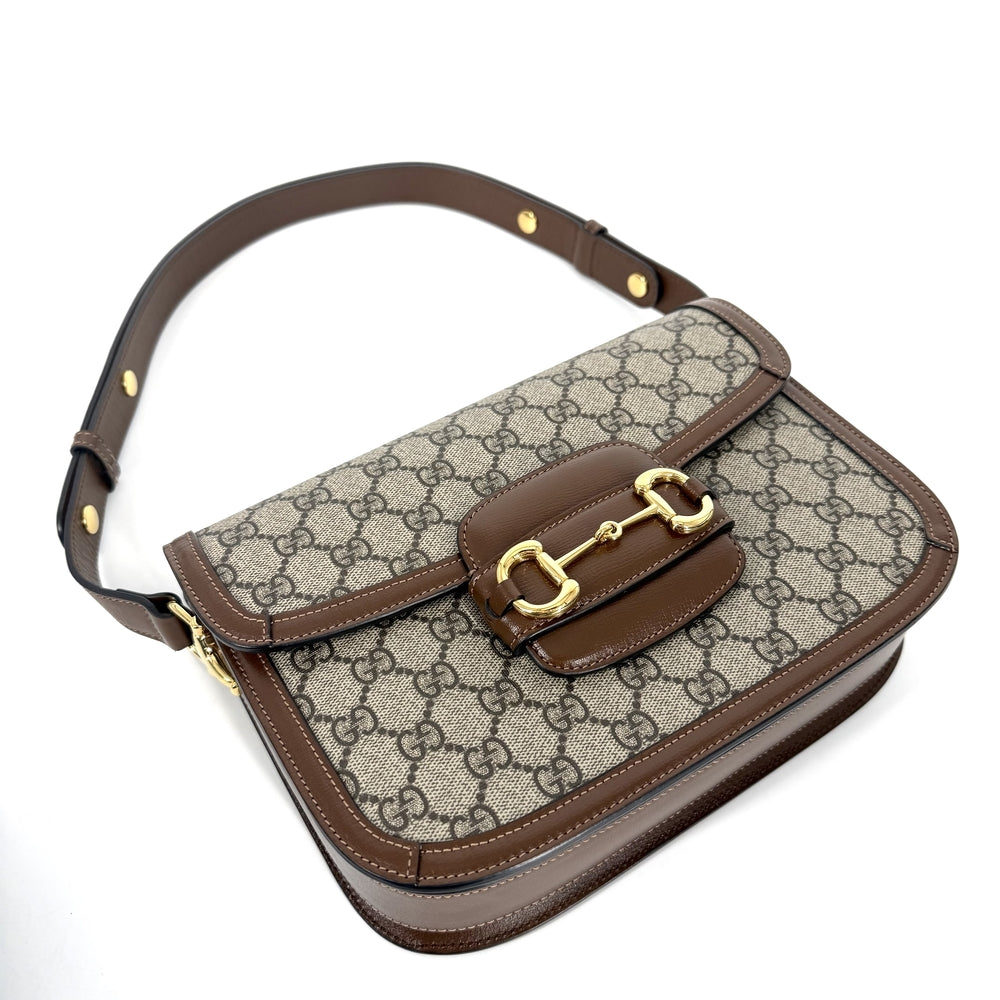 GUCCI グッチ ショルダーバッグ ホースビット1955 ポシェット 602204 GGスプリームキャンバス レザー ブラウン 茶 ベージュ ゴールド金具 レディース【中古品】