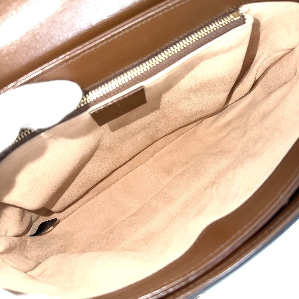 GUCCI グッチ ショルダーバッグ ホースビット1955 ポシェット 602204 GGスプリームキャンバス レザー ブラウン 茶 ベージュ ゴールド金具 レディース【中古品】
