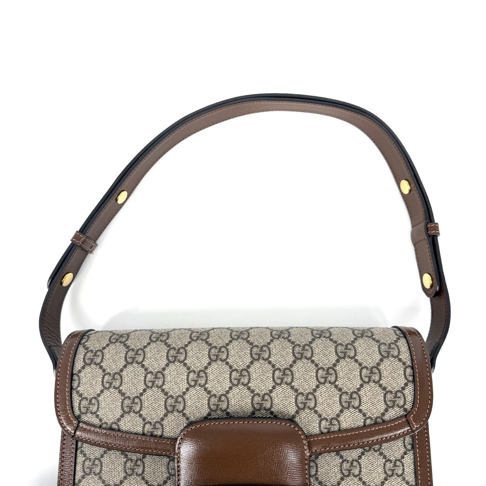 GUCCI グッチ ショルダーバッグ ホースビット1955 ポシェット 602204 GGスプリームキャンバス レザー ブラウン 茶 ベージュ ゴールド金具 レディース【中古品】