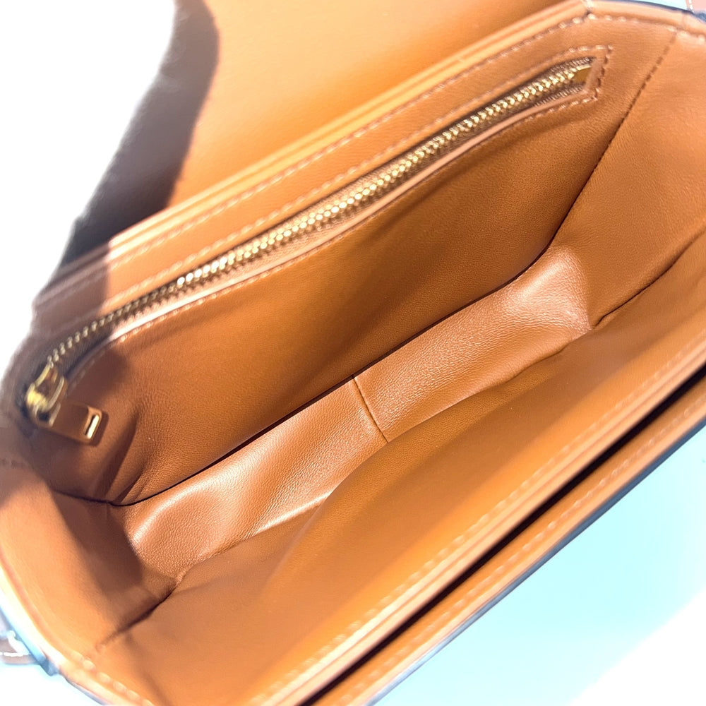 CELINE セリーヌ ショルダーバッグ ティーン トリオンフ PVC レザー ブラウン 茶 ゴールド金具 レディース【中古品】