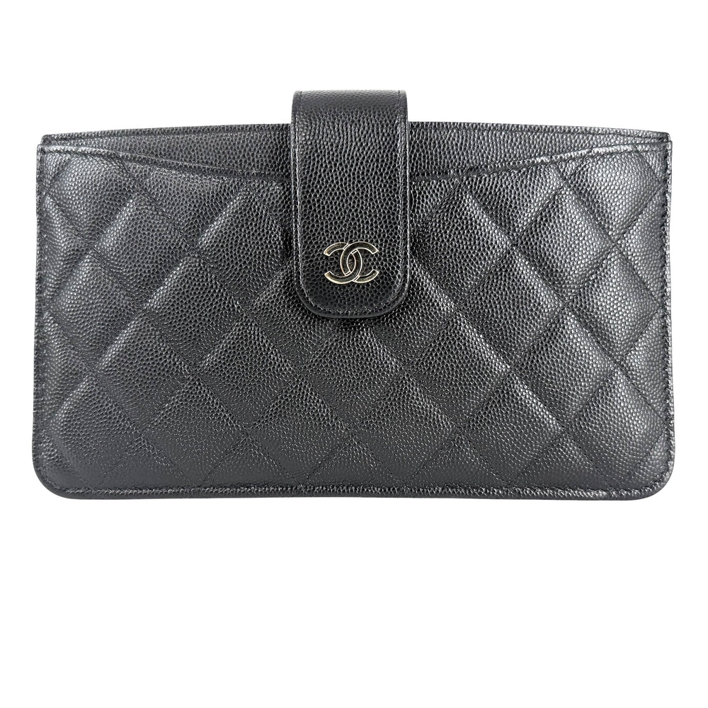 CHANEL シャネル 長財布 ココマーク ロングウォレット キャビアスキン ブラック 黒 ゴールド金具 レディース【中古品】