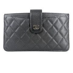 CHANEL シャネル 長財布 ココマーク ロングウォレット キャビアスキン ブラック 黒 ゴールド金具 レディース【中古品】