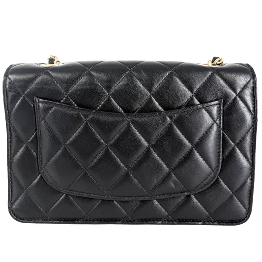 CHANEL シャネル チェーンウォレット マトラッセ ココマーク ラムスキン ブラック 黒 ローズゴールド金具 レディース【中古品】