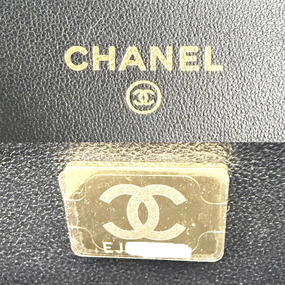 CHANEL シャネル チェーンウォレット マトラッセ ココマーク ラムスキン ブラック 黒 ローズゴールド金具 レディース【中古品】