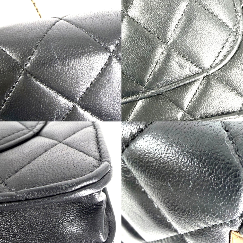 CHANEL シャネル チェーンウォレット マトラッセ ココマーク ラムスキン ブラック 黒 ローズゴールド金具 レディース【中古品】