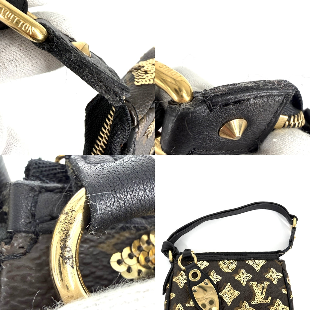 LOUIS VUITTON ルイヴィトン ハンドバッグ モノグラムエクリプス スパンコール ミニポシェットアクセソワール ミニバッグ M60125 PVC レザー スパンコール ブラウン 茶 ブラック 黒 ゴールド金具 レディース【中古品】