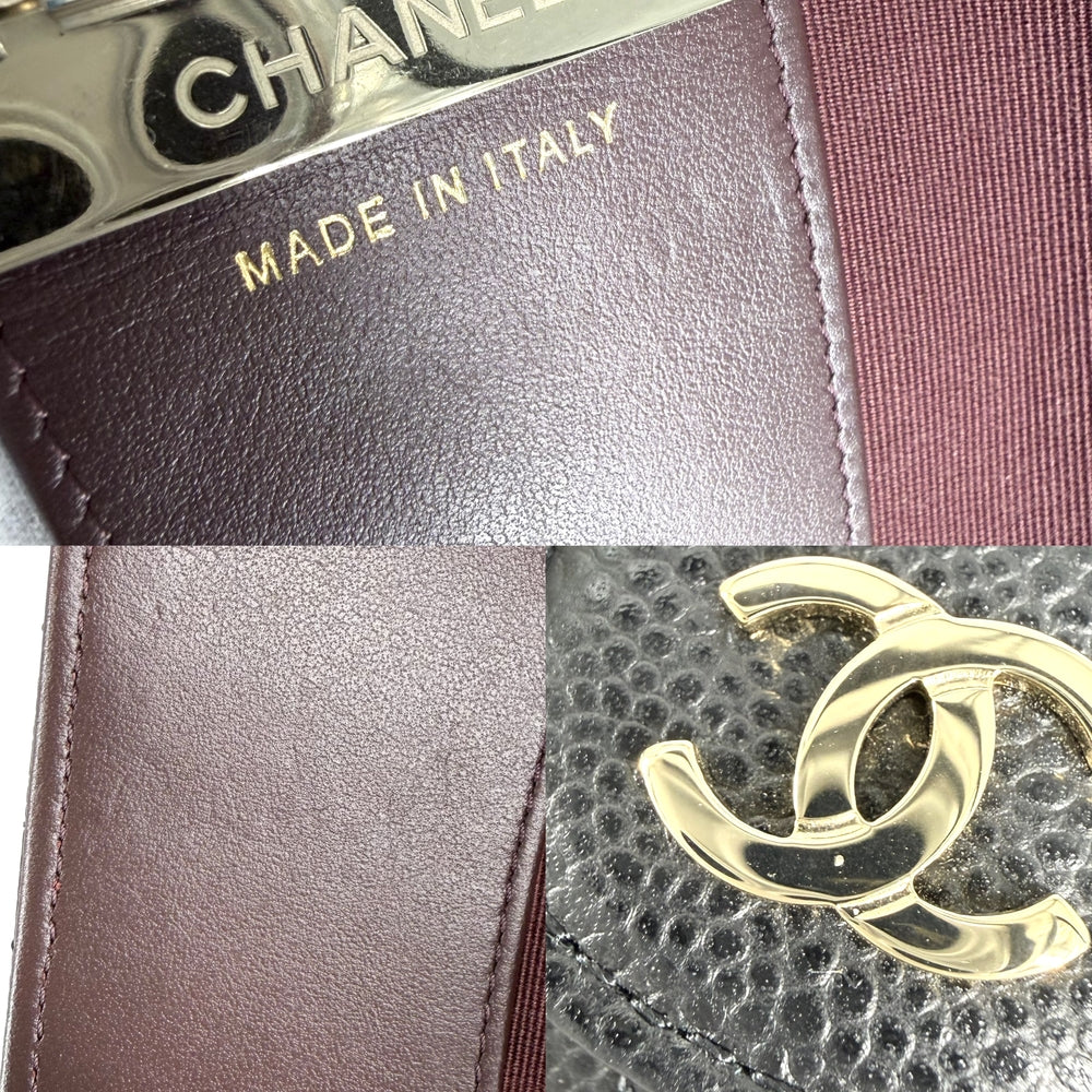 CHANEL シャネル キーケース ココマーク マトラッセ レザー ブラック 黒 ブラウン 茶 ゴールド金具 レディース【中古品】