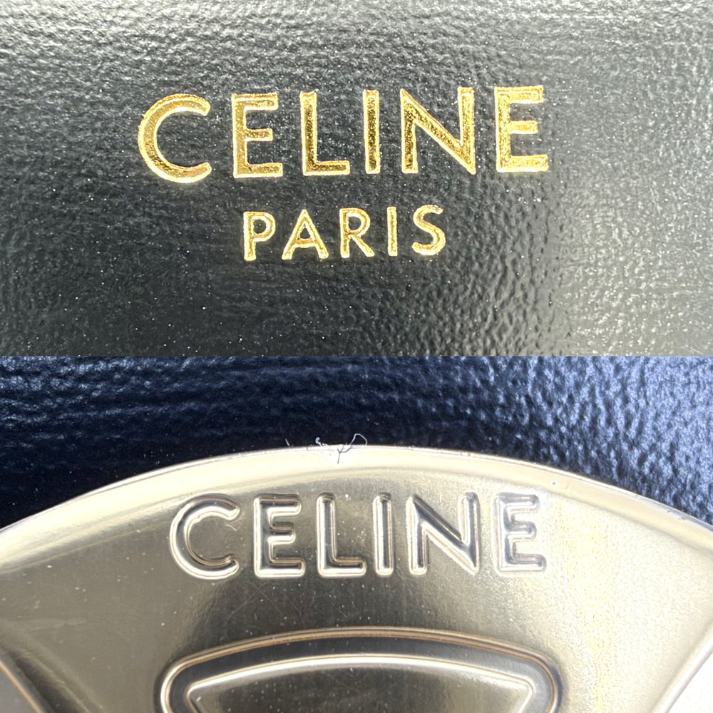 CELINE セリーヌ ショルダーバッグ クロード トリオンフ レザー ブラック 黒 ゴールド金具 レディース【中古品】