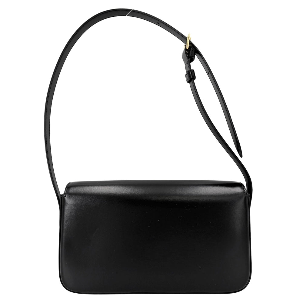 CELINE セリーヌ ショルダーバッグ クロード トリオンフ レザー ブラック 黒 ゴールド金具 レディース【中古品】