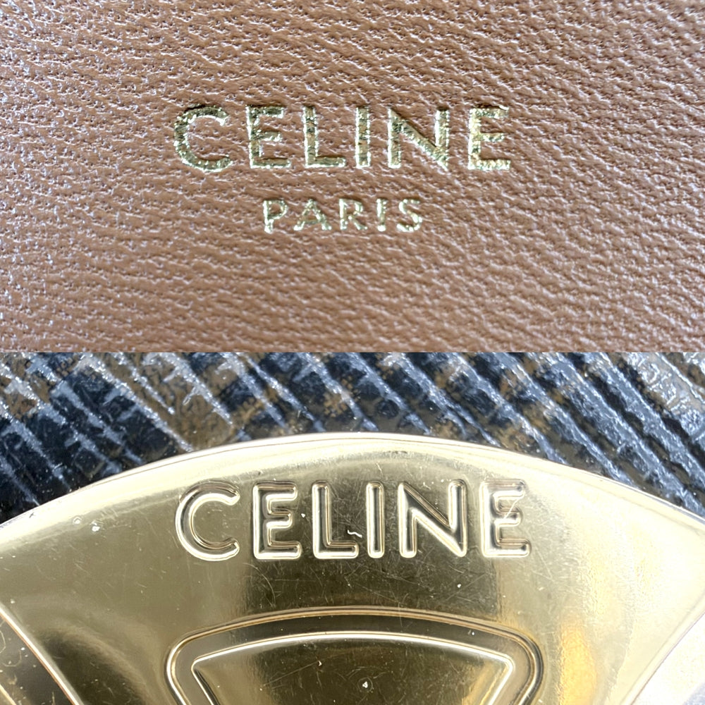 CELINE セリーヌ ショルダーバッグ クロード トリオンフ コーティングキャンバス ブラック 黒 ブラウン 茶 ゴールド金具 レディース【中古品】