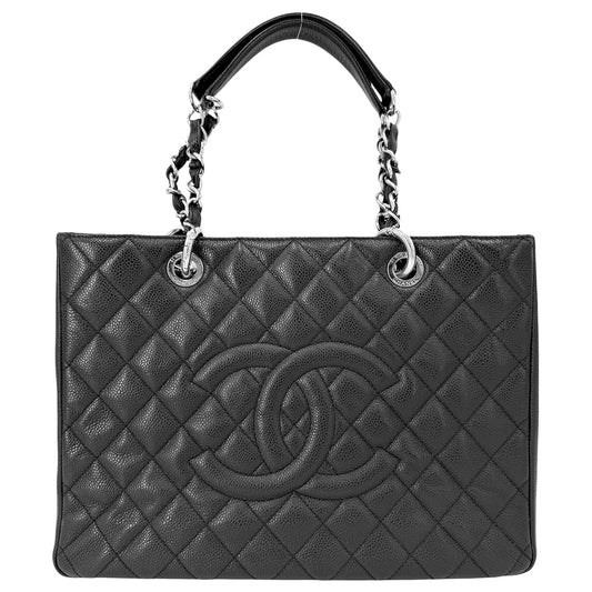 CHANEL シャネル ハンドバッグ GST マトラッセ チェーントートバッグ ココマーク A50995 キャビアスキン ブラック 黒 シルバー金具 レディース【中古品】