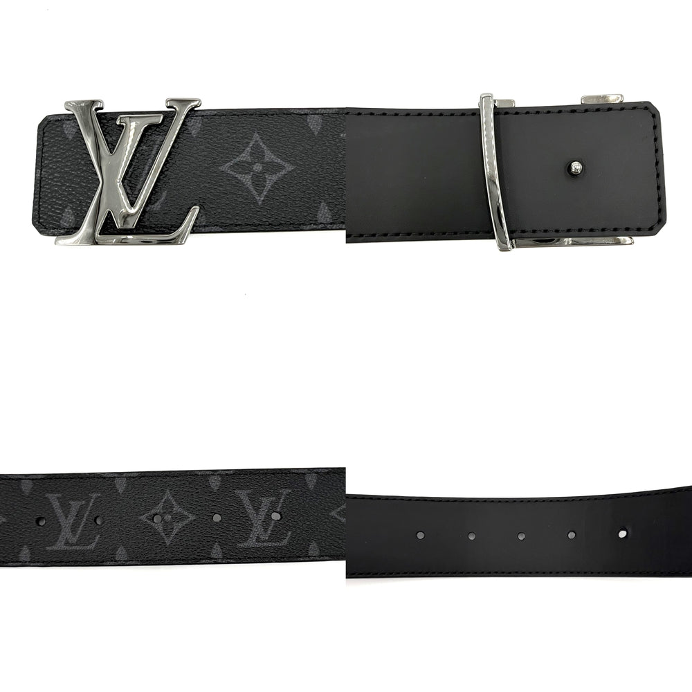 LOUIS VUITTON ルイヴィトン ベルト モノグラムエクリプス ベルト･LV イニシャル 40MM ファッションアイテム リバーシブル 85/34 M9043 カーフ ブラック 黒 シルバー金具 メンズ【中古品】