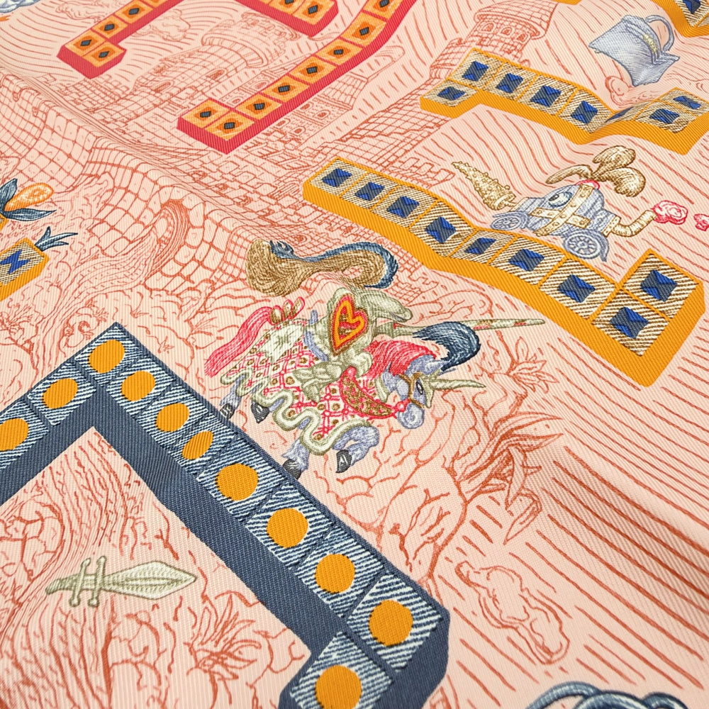 HERMES エルメス スカーフ スーパーシルククエスト ガヴロッシュ カレ45 ファッションアイテム Super Silk Quest シルク ピンク オレンジ レディース【中古品】