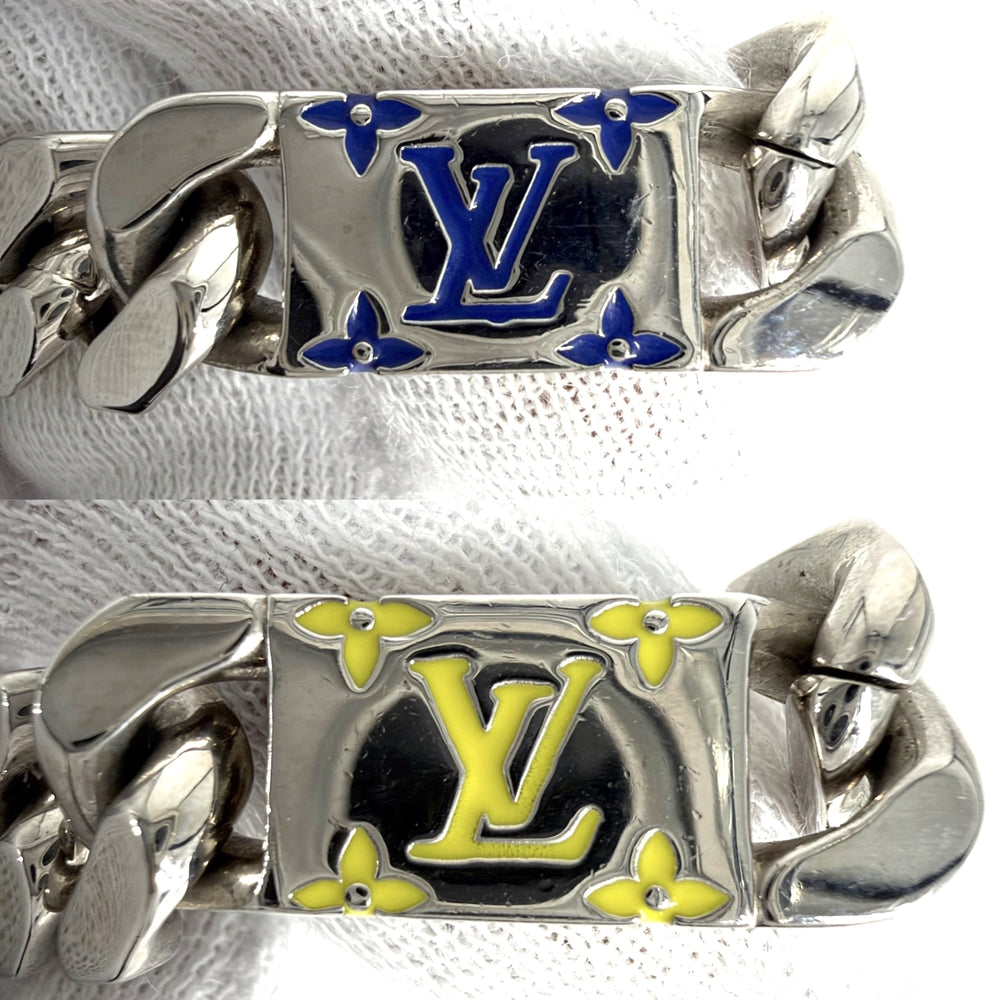 LOUIS VUITTON ルイヴィトン ネックレス LVモザイク アクセサリー チェーン M01532 シルバー マルチカラー メンズ 約106.7g【中古品】