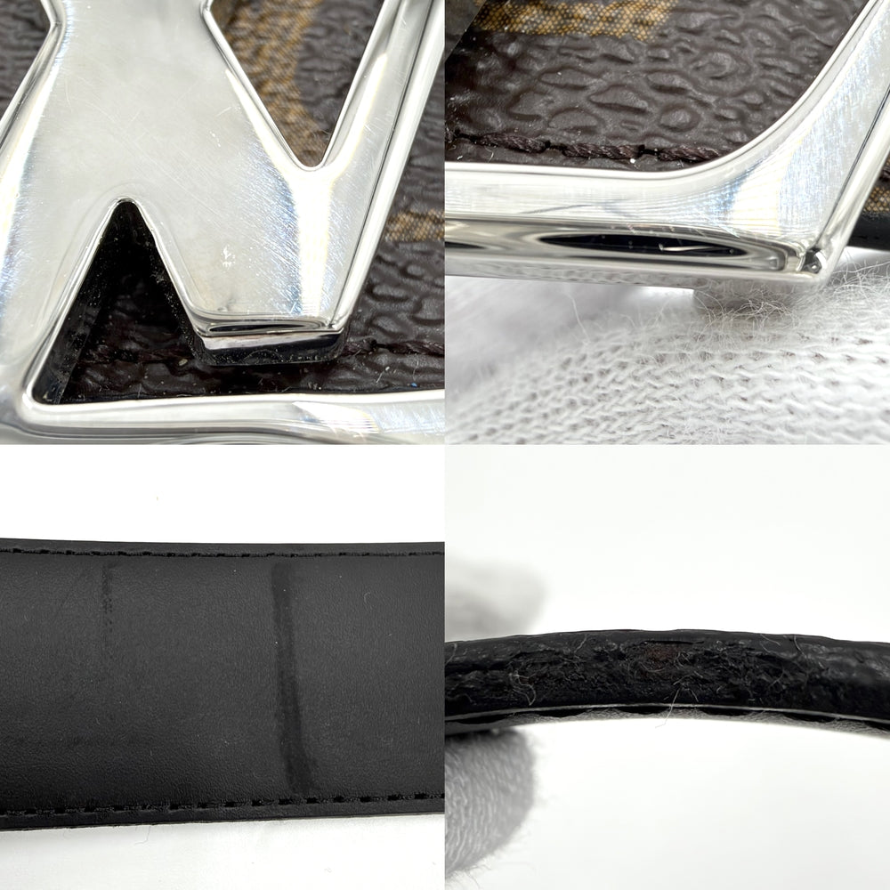LOUIS VUITTON ルイヴィトン ベルト モノグラム LVイニシャル 40MM リバーシブル ファッションアイテム 85/34 M9821 レザー ブラウン 茶 ブラック 黒 シルバー金具 メンズ【中古品】