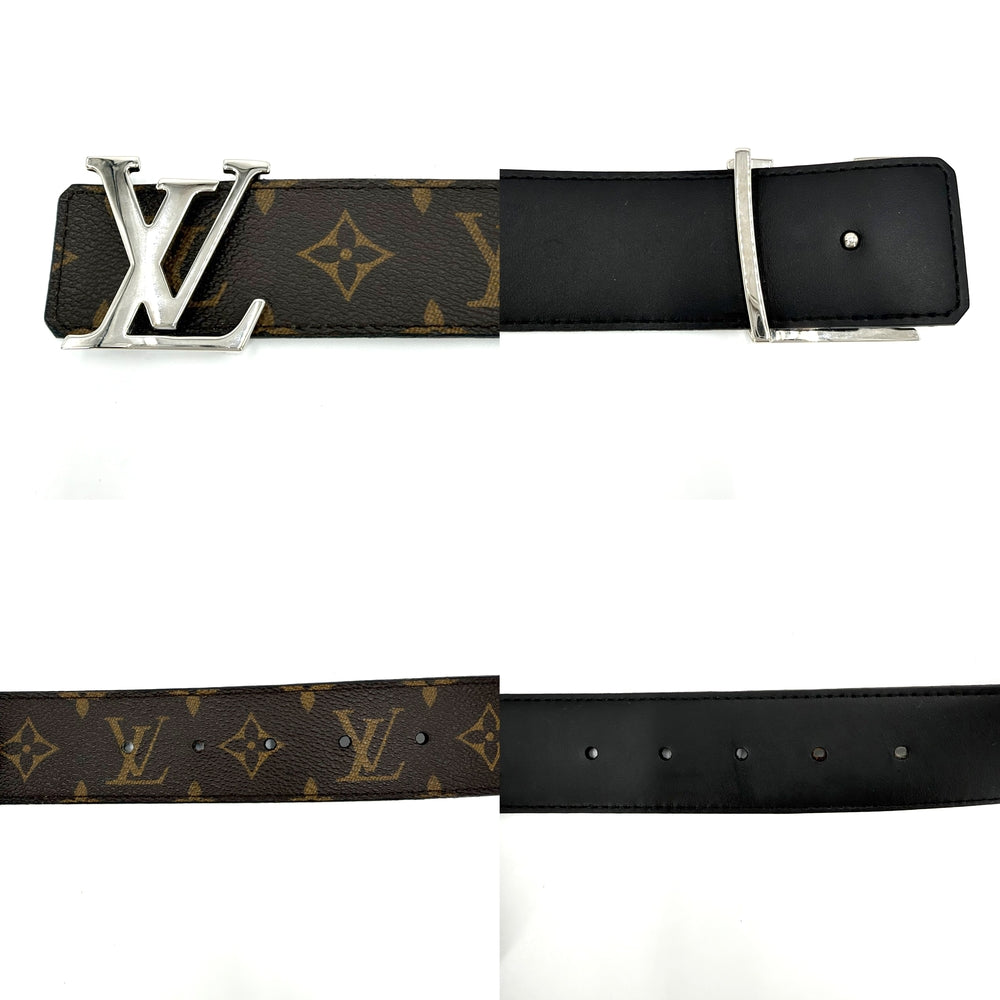 LOUIS VUITTON ルイヴィトン ベルト モノグラム LVイニシャル 40MM リバーシブル ファッションアイテム 85/34 M9821 レザー ブラウン 茶 ブラック 黒 シルバー金具 メンズ【中古品】