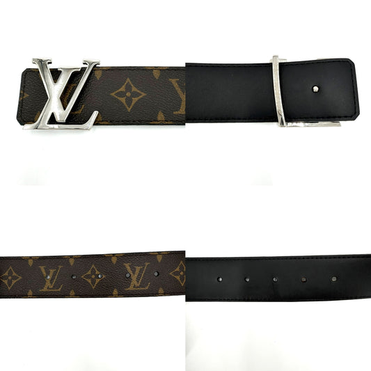 LOUIS VUITTON ルイヴィトン ベルト モノグラム LVイニシャル 40MM リバーシブル ファッションアイテム 85/34 M9821 レザー ブラウン 茶 ブラック 黒 シルバー金具 メンズ【中古品】