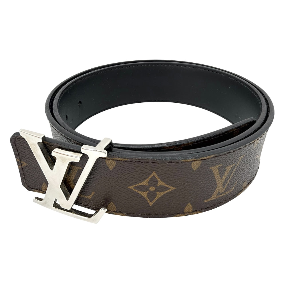 LOUIS VUITTON ルイヴィトン ベルト モノグラム LVイニシャル 40MM リバーシブル ファッションアイテム 85/34 M9821 レザー ブラウン 茶 ブラック 黒 シルバー金具 メンズ【中古品】