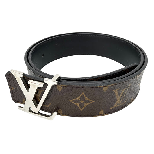 LOUIS VUITTON ルイヴィトン ベルト モノグラム LVイニシャル 40MM リバーシブル ファッションアイテム 85/34 M9821 レザー ブラウン 茶 ブラック 黒 シルバー金具 メンズ【中古品】
